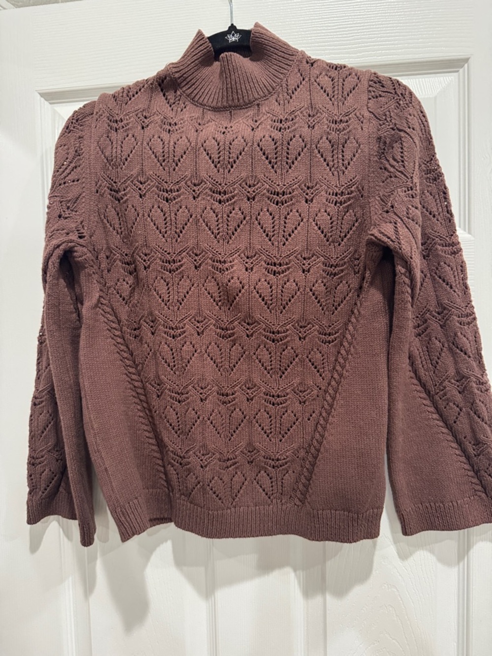 LOFT Rosewood Pointelle Mock Neck Sweater